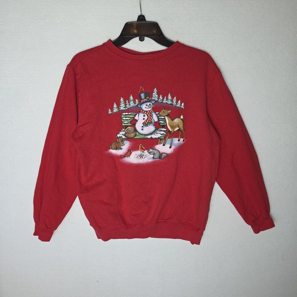 VTG Blair Christmas Snowman Sweatshirt Deer Bunny Grandmacore Womens Medium